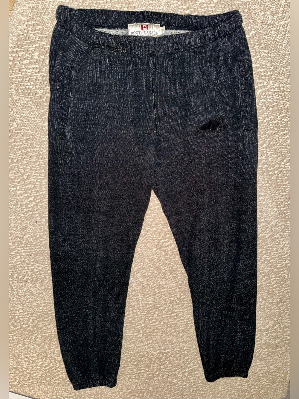 Roots Canada Charcoal Grey Salt & Pepper Logo Sweatpants Joggers Size S/P